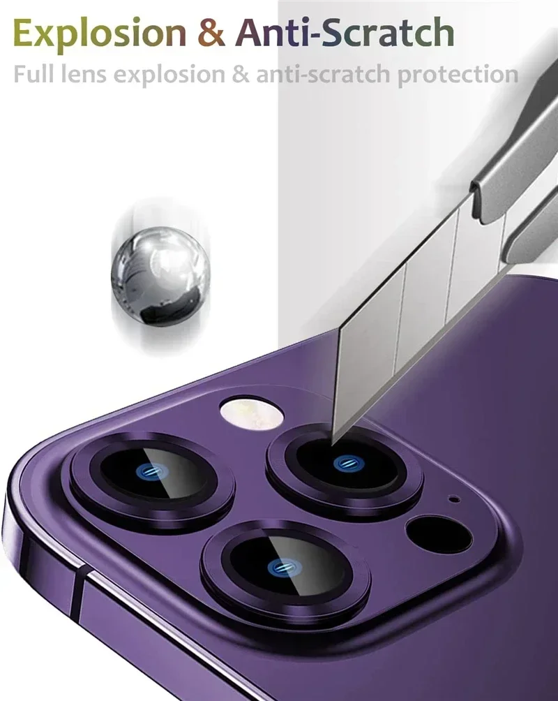 Metalinė fotoaparato objektyvo stiklo ekrano apsauga, skirta IPhone 14 13 15 Pro Max 12 Mini Plus 14Pro 15Pro stiklo ekrano apsaugos priedams