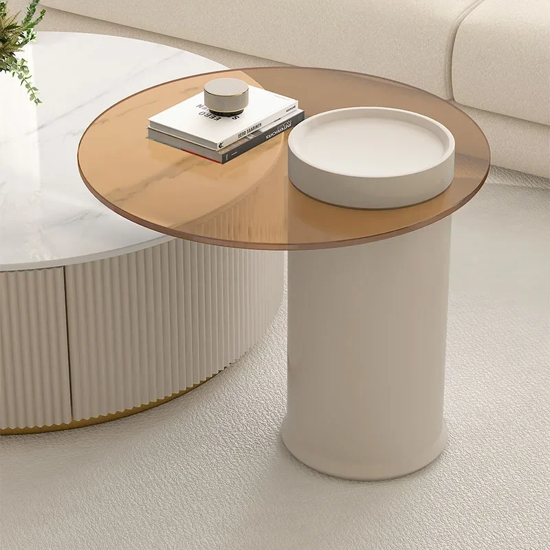 Modernus itališkas kavos staliukas Baltas apvalus Estetinis paprastas svetainės kavos staliukas Prabangūs muebles Para El Hogar namų baldai