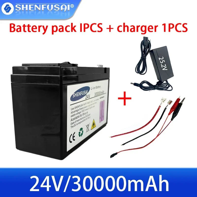 Nauja galia SHENFUSAI Li Ion 18650 6S5P USB baterija Elektromobilis Ličio baterijų paketas 24V 20Ah įmontuotas BMS 30A didelė srovė