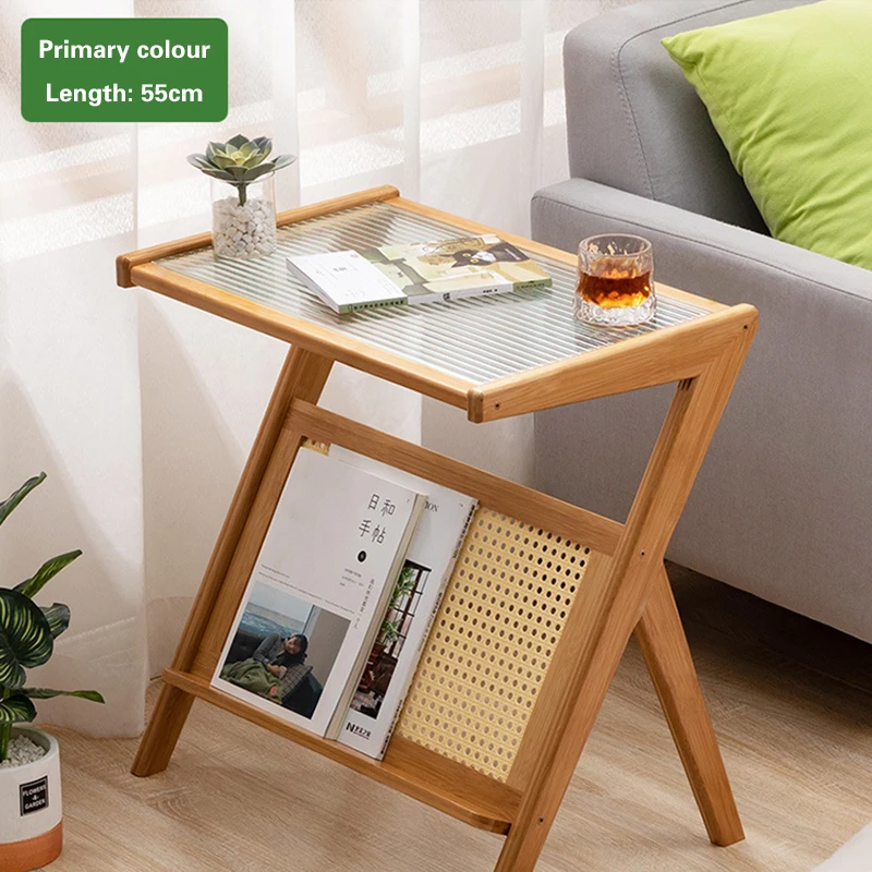 Paprasto stiliaus mažas kavos staliukas naktinis staliukas rotango šoninis staliukas bambuko šoninė spintelė stiklinis šoninis staliukas