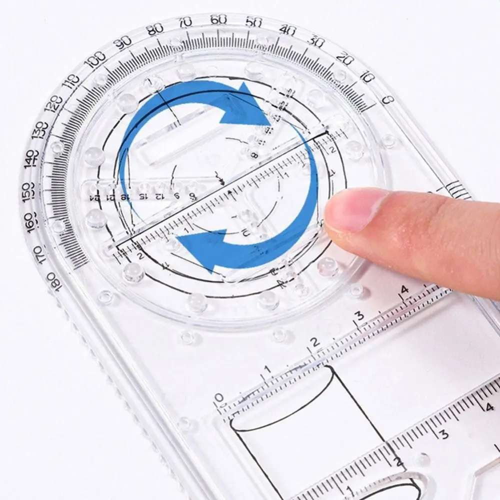 Plastikinė piešimo liniuotė Dovana Rotatable Universal Measurement Tool daugiafunkcinių geometrinių liniuočių biuras