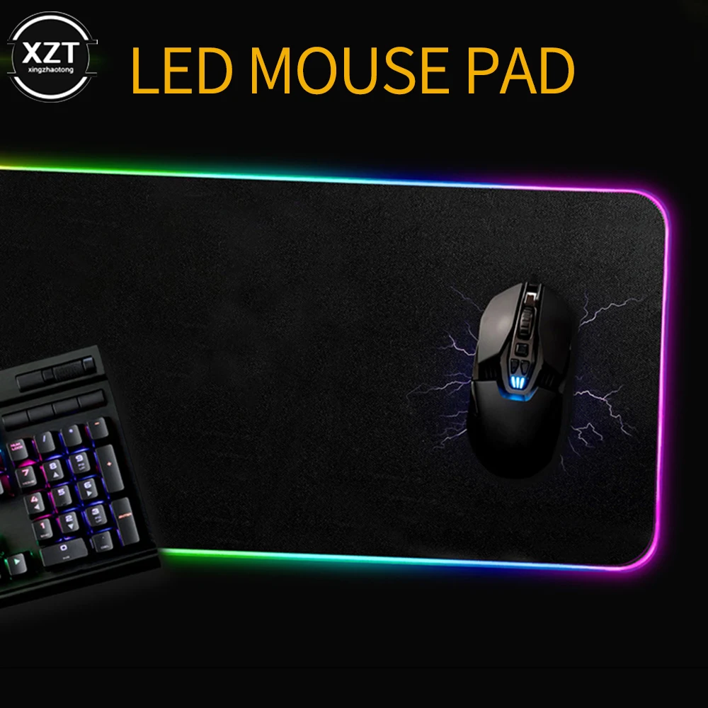 RGB šviečiantis žaidimų pelės kilimėlis spalvingas negabaritinis švytintis USB LED prailgintas apšviestas klaviatūra PU neslystanti antklodė Didelis kilimėlis