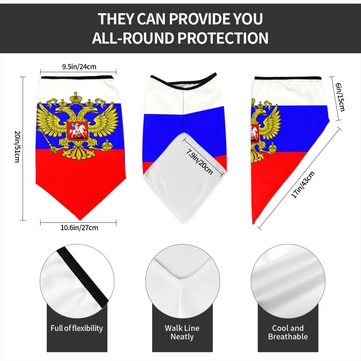 Rusijos vėliava Bandana Kaklas Gaiteris Vėjui atspari veido kaukė Šalikas Cover Vyrai Moterys Galvos juosta Vamzdis Balaklava