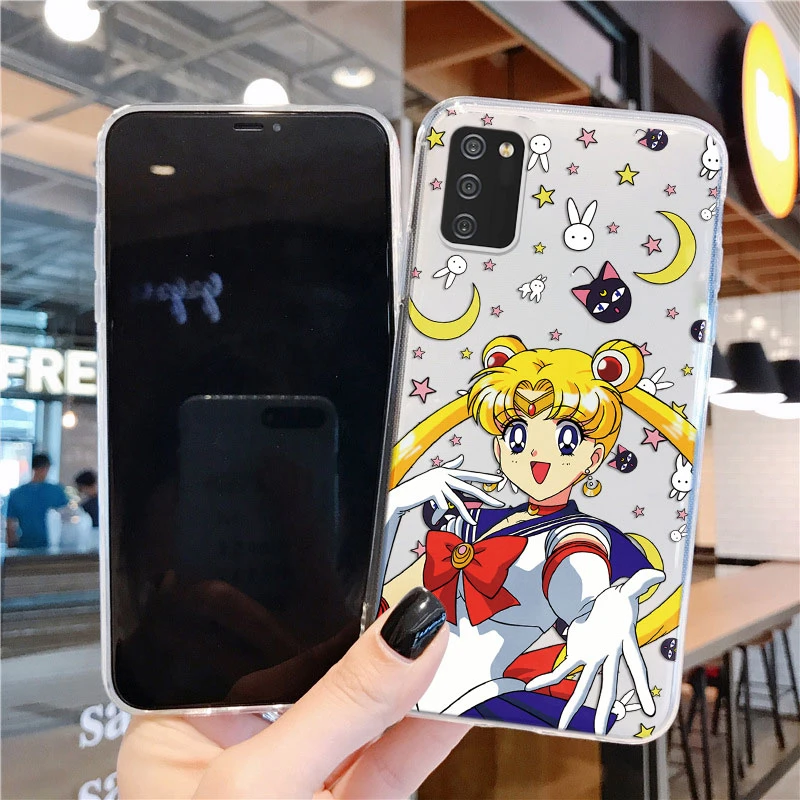 Sailors Moons Rabbit Girl Cat, skirta Samsung Galaxy A02s M02s animacinių telefonų dėklai Anime silikoninė nugarėlė Skaidrus skaidrus TPU dangtelis
