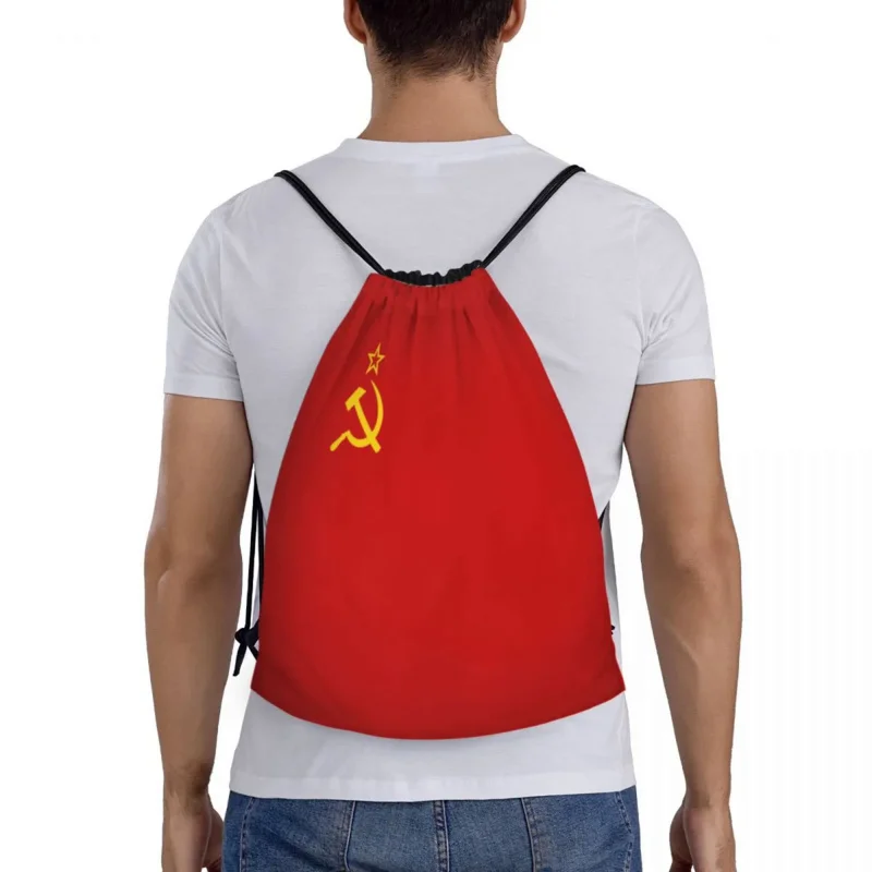 Sovietų Sąjungos vėliava Sutraukiamas krepšys Moterys Vyrai Nešiojama sporto sporto salė Sackpack Rusijos CCCP pirkinių kuprinės