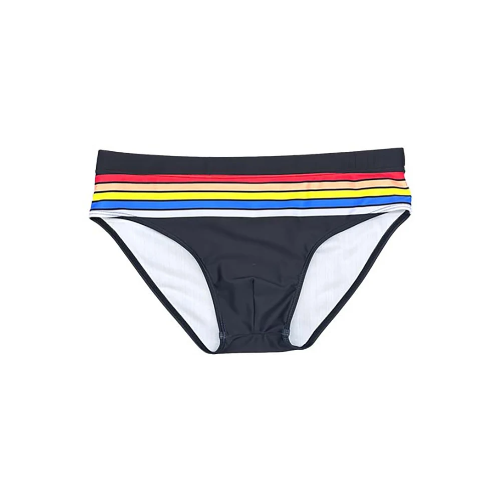 Summer Mens Rainbow dryžuoti maudymosi kostiumėliai Seksualūs žemo juosmens maišelio pagalvėlės Maudymosi trumpikės Aukštos kokybės vyrų sportas Paplūdimys Greitai sausi maudymosi kostiumai
