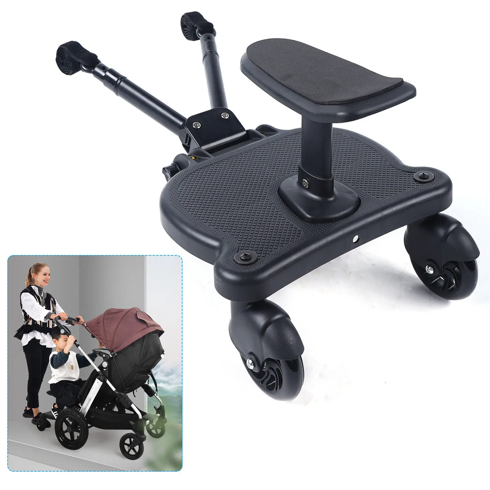 Tinka visoms kūdikių vežimėlių lentoms, vaikų vežimėlių lentoms su nuimamomis sėdynėmis, universaliems pedalų kūdikių vežimėlių priedams