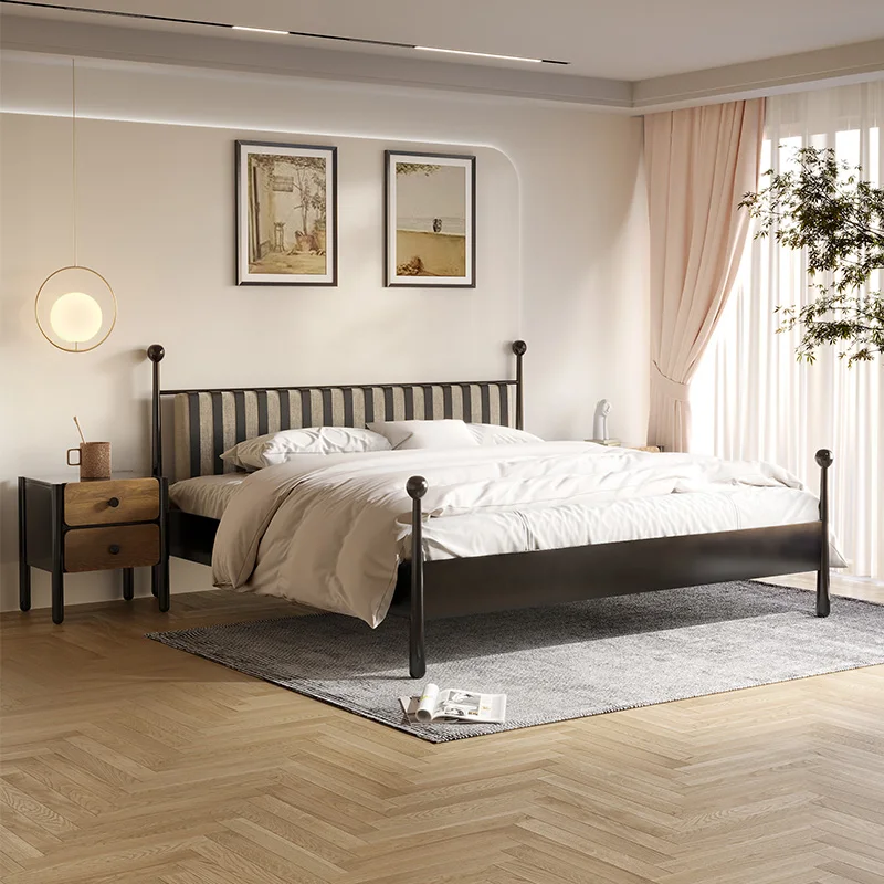 prancūziško stiliaus retro dvigulė lova medžio masyvo minkšta lova su atlošu 1,8m miegamasis