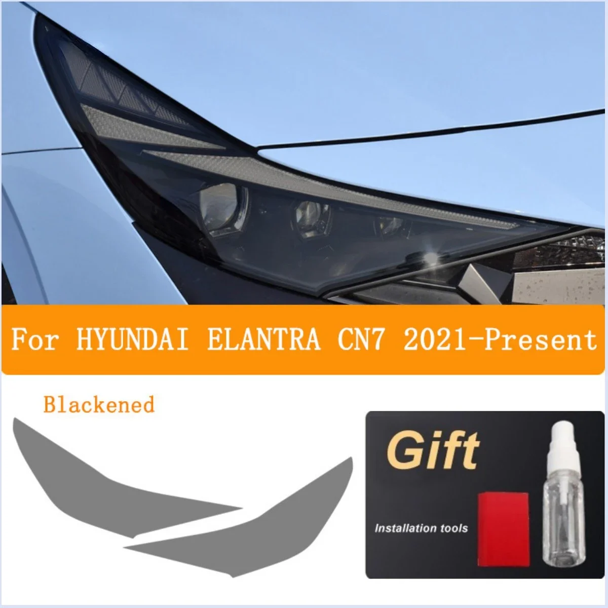 skirta HYUNDAI ELANTRA 2017-2020-Accessories Priekinių žibintų restauravimas Skaidrus juodas TPU lipdukas Automobilinių žibintų apsauginė plėvelė
