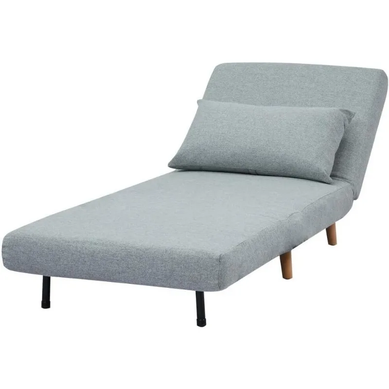 tris kartus sulankstoma konvertuojama sofa-sofa-lova su nuimama pagalve ir kojomis, šviesiai pilkos sofos svetainės baldams