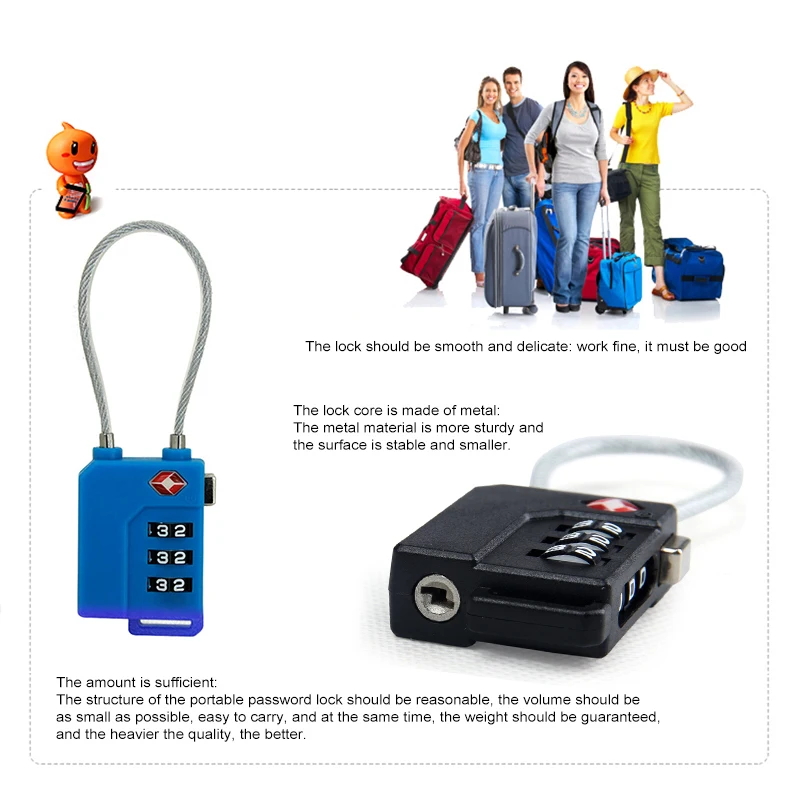 1~10PCS Digit Password Lock TSA plieninės vielos užraktas Muitinės kodas Užraktas kelioniniam lagaminui Bagažas