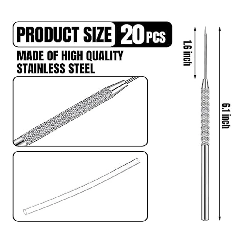 20 gabalas keraminės adatos formos molio drožybos įrankis sidabro metalas drožybai, drožybai