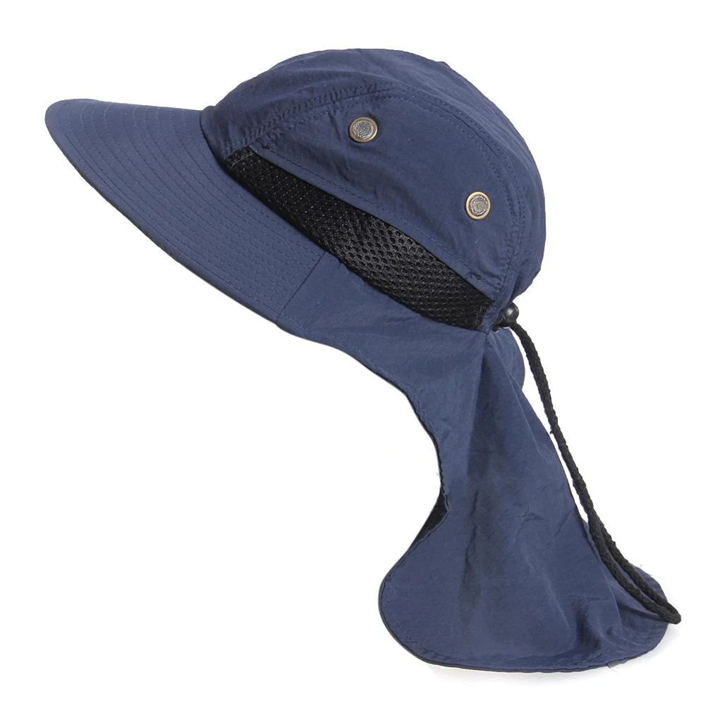 2021 Vasara Vyrų skrybėlė nuo saulės Plati kraštinė kaklo kepurė Ausinės Sutraukiamas raištis Sulankstoma kaušo kepurė, tinkama žvejybai/žygiams/medžioklei