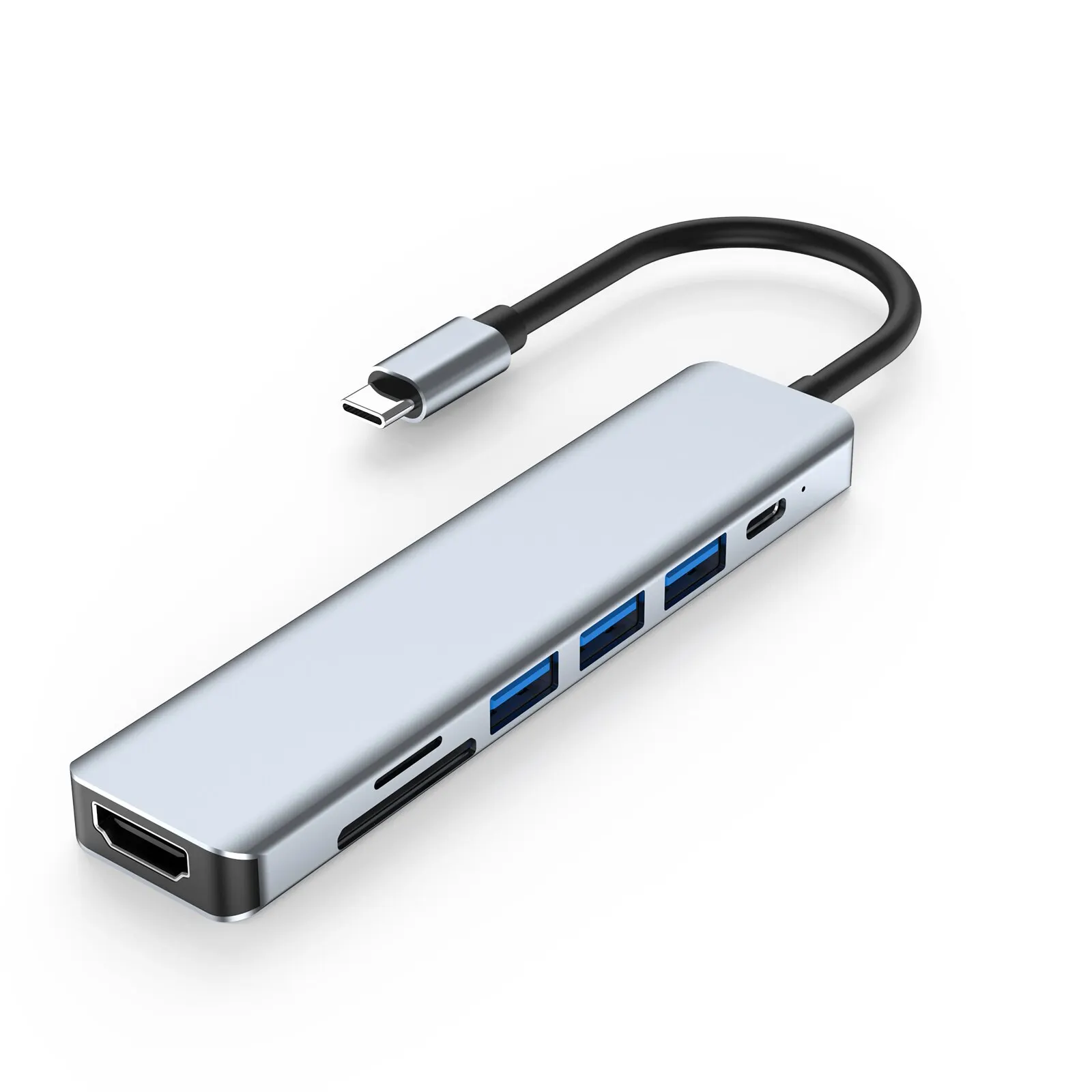 7 In 1 C tipo USB šakotuvas Septyni viename C tipo 4k 30 Hz USB skirstytuvas palaiko visus C tipo kanalų kompiuterius į USB, suderinamus su HDMI