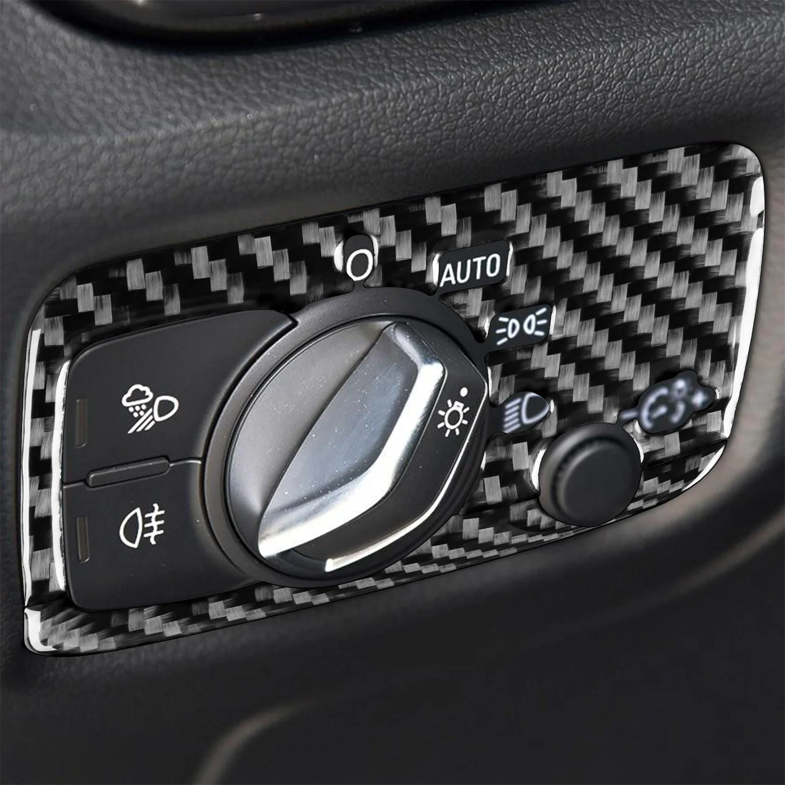 Carbon Fiber Automobilinis priekinių žibintų jungiklis Apdailos rėmas Interjero dekoratyvinės plokštės Audi A3 S3 RS3 8V 2013 2014 2015 2016 2017 2018