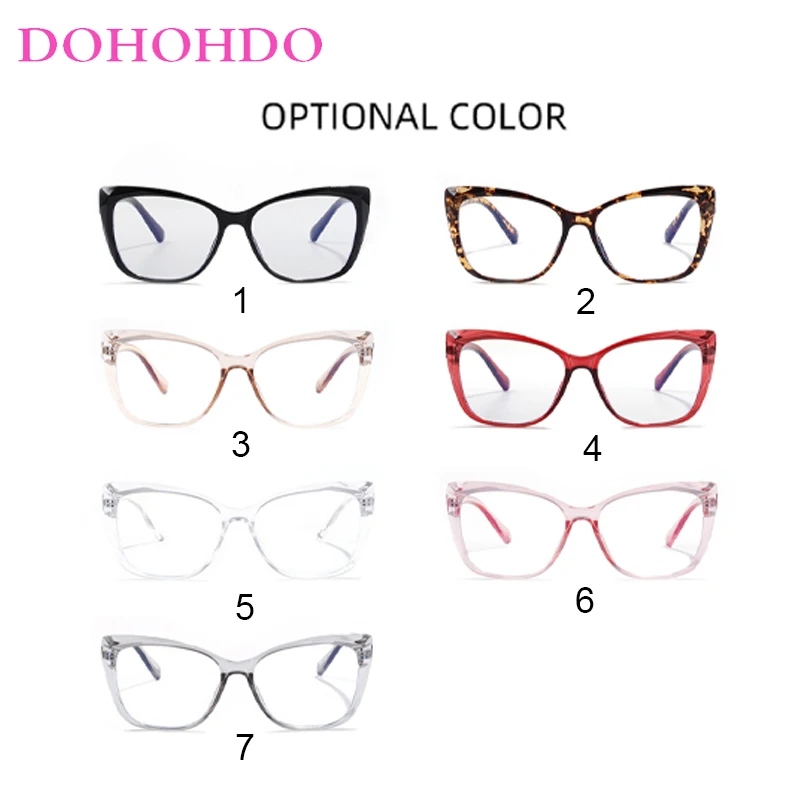 DOHOHDO 2024 Fashion Cat Eye Vyriški anti Blue Ray akiniai su skaidriais akiniais Rėmelis Antiradiacinis kompiuteris Moteriški akiniai