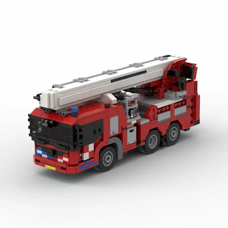 Moc statybinių plytų automobilio modelis Olandų gaisrinė mašina Oro platformos lifto technologija blokuoja dovanas Kalėdiniai žaislai 