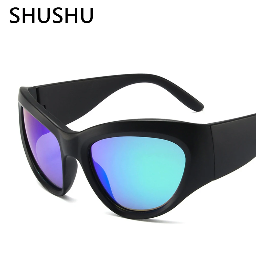 Naujos moterys Vyrai Sportas Sidabriniai futuristiniai akiniai nuo saulės Moteriški akiniai be apvadų Oversized Punk Y2K akiniai nuo saulės Akiniai UV400