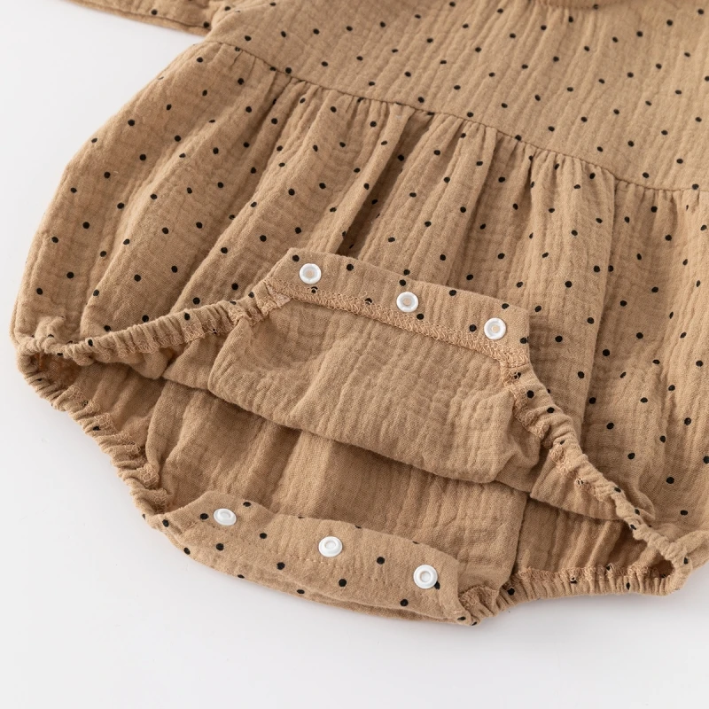 Ruffles Pavasario vasaros polka taškas naujagimių mergaičių smėlinukai princesės medvilnės drabužiai kūdikiams Mergaičių kombinezonas + kepurės