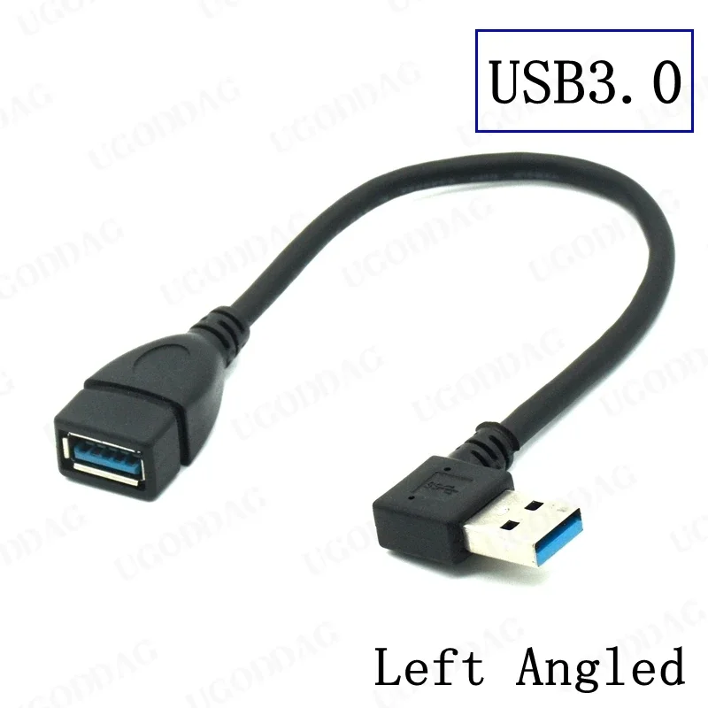 USB prailginimo kabelis USB 3.0 vyriškas ir moteriškas stačiu kampu 90 laipsnių USB adapteris aukštyn / žemyn / kairėn / dešinėn USB 0.2M