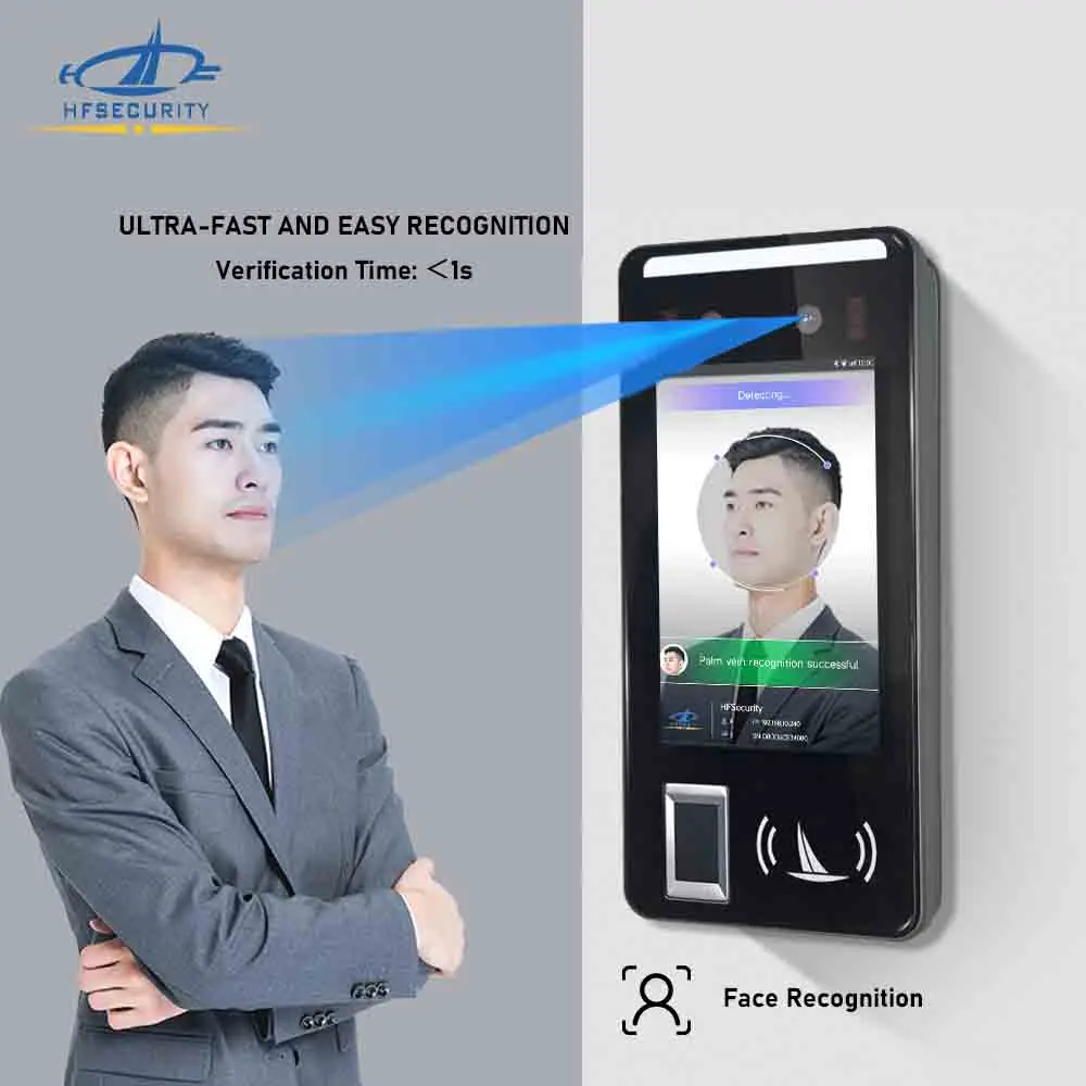 Veido atpažinimo veido atpažinimo išmaniosios biometrinės prieigos kontrolės produktai su pirštų atspaudų skaitytuvo RFID kortele (HF-FR05)