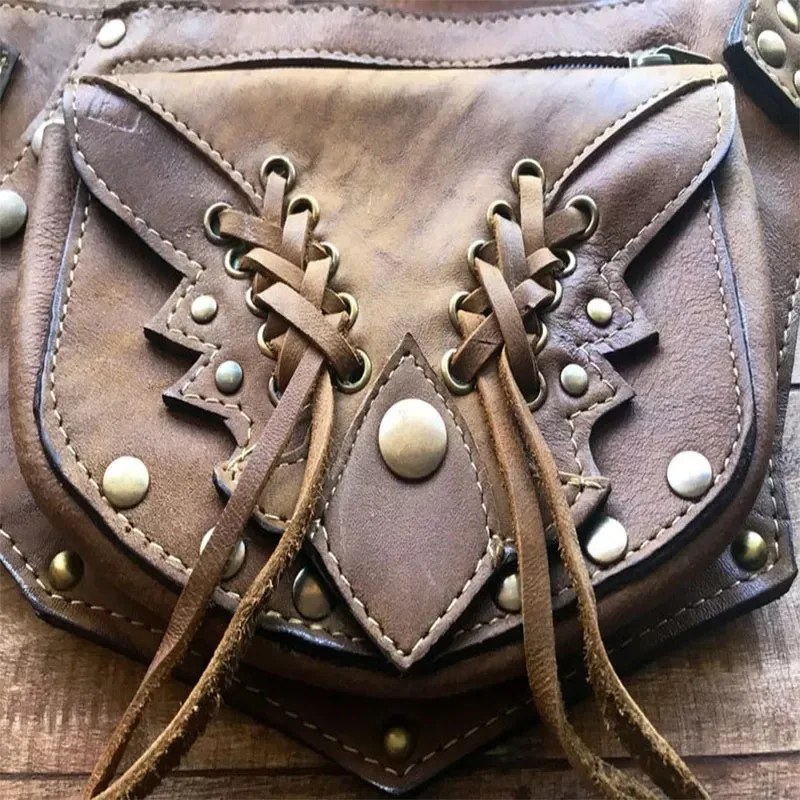 Viduramžių vintažinio stiliaus PU odinis diržo krepšys vyrams Moterys Steampunk festivalis Juosmens maišelis Motociklo kojų dėklas