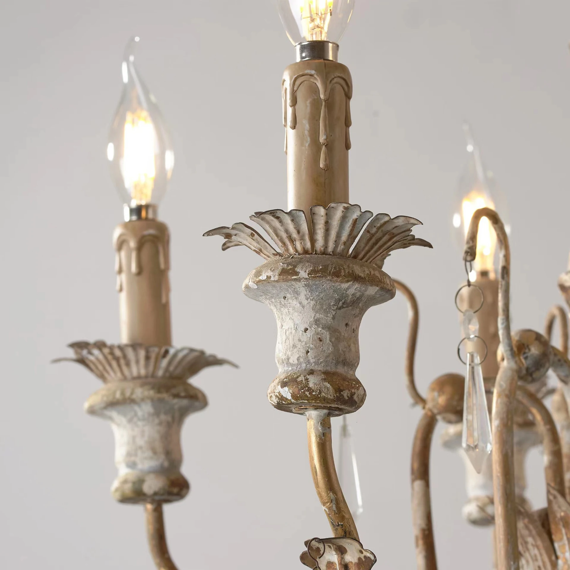 Vintage 6 galvutės Prancūziškas medžio meno šviestuvas Šviesos dizainas Svetainė Pakabinama lempa Valgomasis Miegamasis Kavinė Virtuvė pendentinė lempa