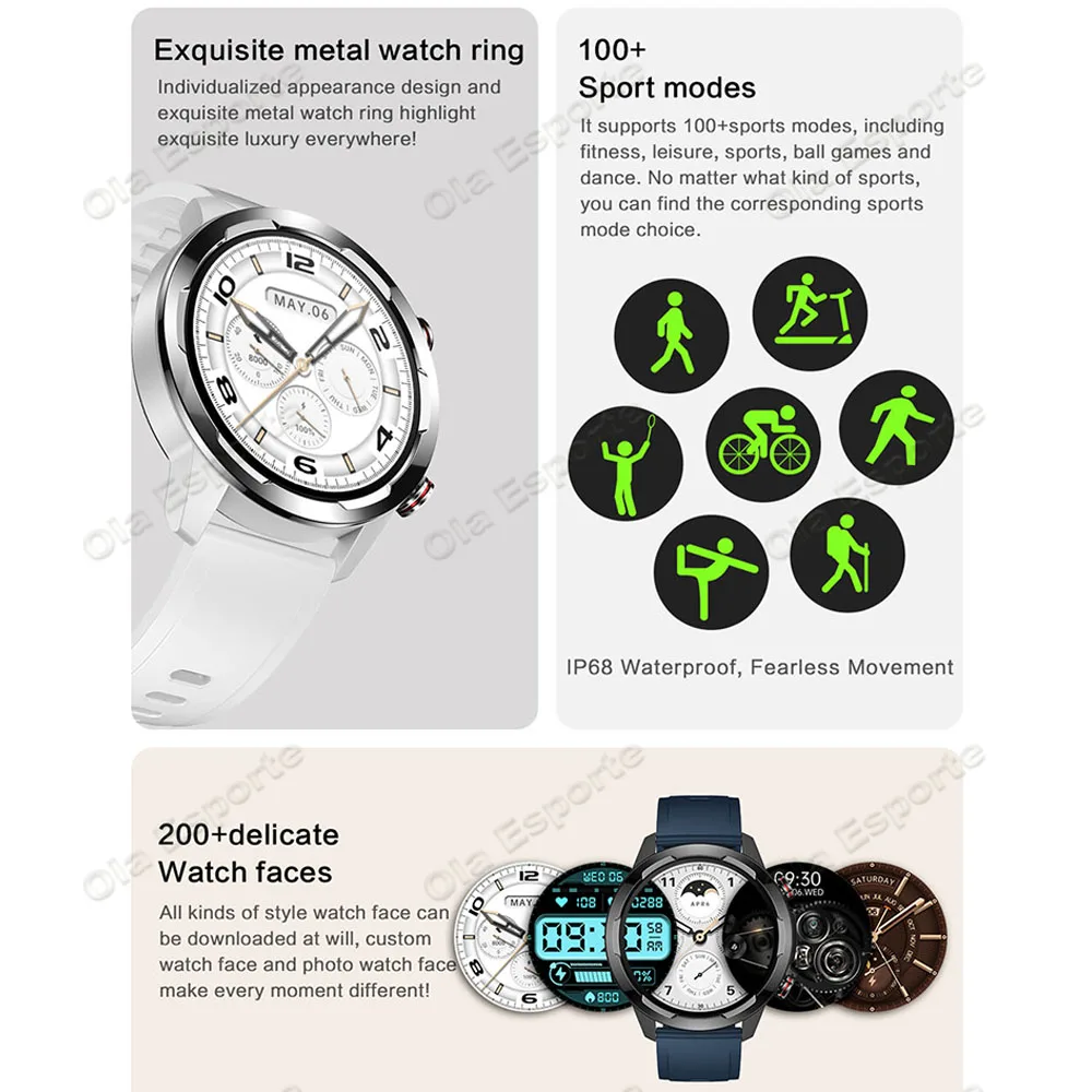 skirta Xiaomi Watch S1 išmaniajam laikrodžiui Vyrai Moterys BT belaidis skambutis Balso asistentas Sports Fitness rankinis laikrodis, skirtas Huawei GT4 Android iOS