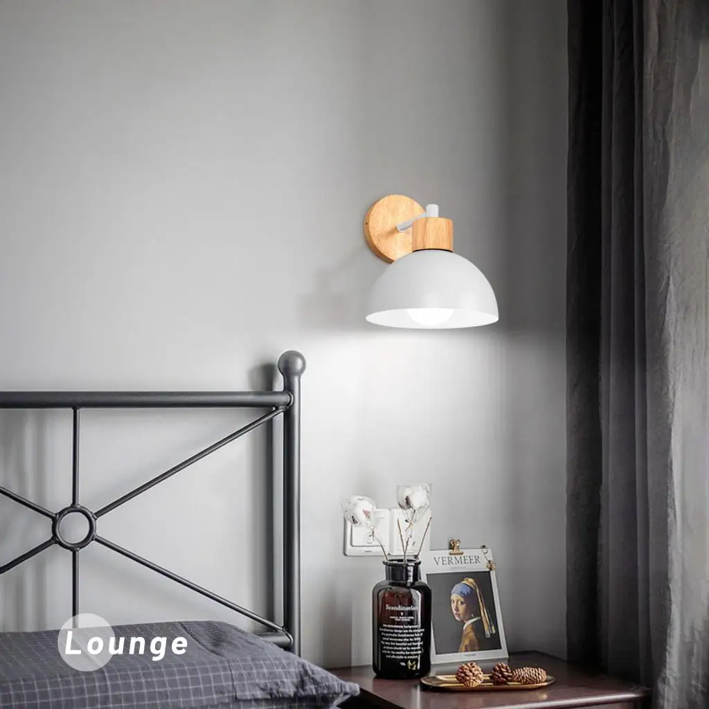 šiaurietiškas sieninis šviestuvas Vintage Retro Loft Solid Wood Wall Light miegamajame Naktinė svetainė E27 LED Modren Wall Sconce apšvietimas