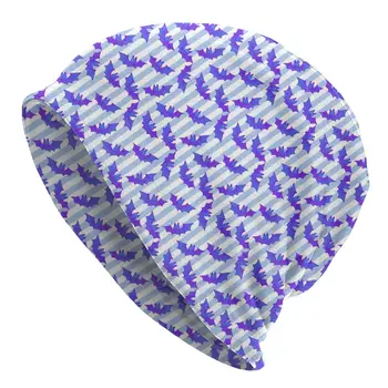 Šaunūs skraidantys šikšnosparniai Dryžuotas raštas Beanie kepurė Žieminis šiltas variklio dangtis Femme Megztos kepurės Hip Hop Lauko slidinėjimo pupelės Kepurės Vyrams Moterys