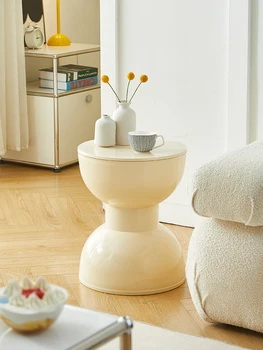 šiaurietiška sofa šone apvalus kavos staliukas plastikiniai baldai mobilus moderni svetainė maža taburetė kūrybinis dizainas keičiami batai sėdynė