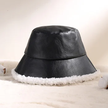 Žiemos šilta vilna Žuvėdros kepurė moterims suaugusiems Madingos kaušinės kepurės Storas baseino dangtelis Apverčiamas žiemos ruduo Vintažinės kaušinės kepurės